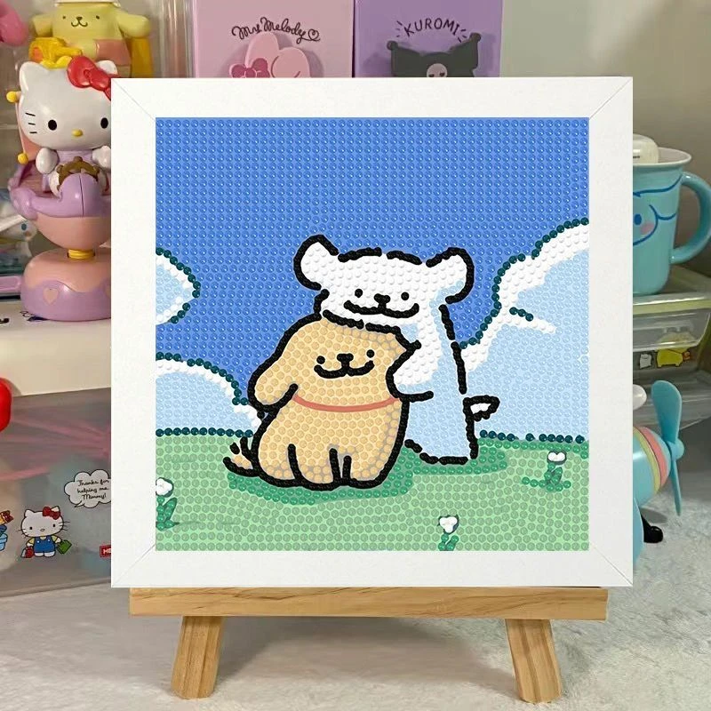 ins线条小狗钻石画diy手工粘贴卡通可爱儿童益智生日礼物摆件C526
