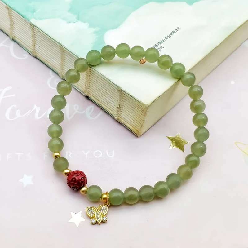 涵兮 和田玉晴水单圈手串6MM