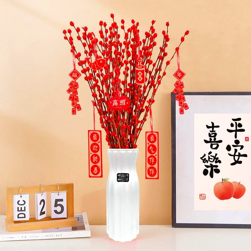 【喜气银柳】年宵花银柳新年装饰过年植物真花干花四季美观【80cm】