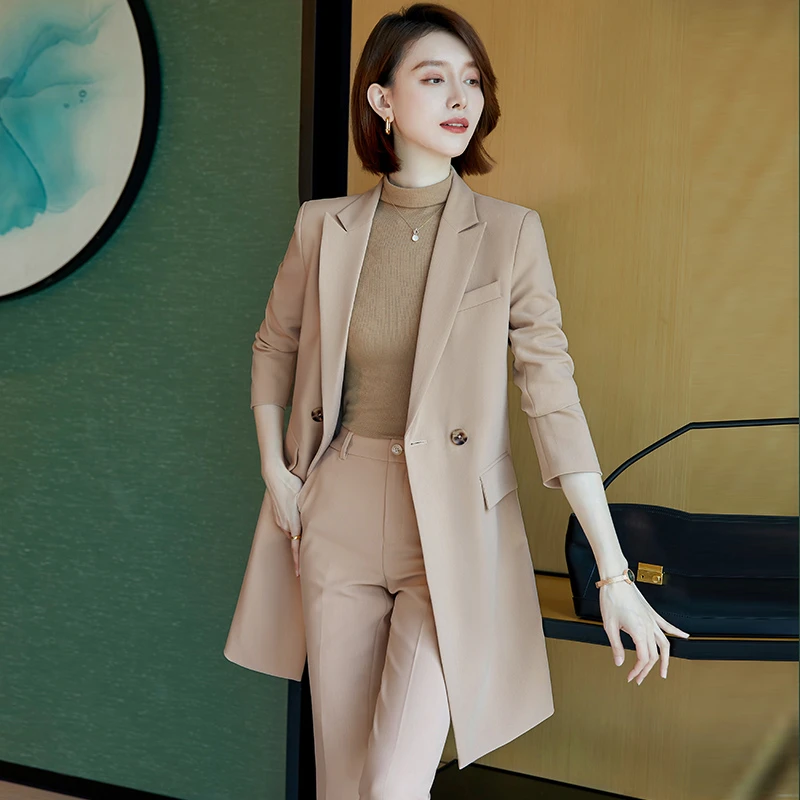 长款西装风衣外套女小个子春秋2025新款大码职业长西服大衣套装冬