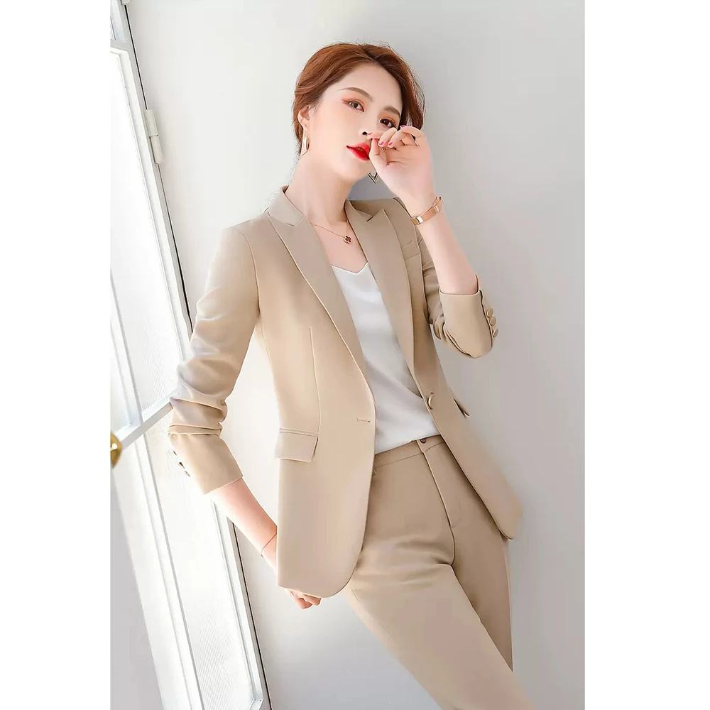 浅卡其色小西装女主持人礼服女高端艺考正装西服套装女气质职业装