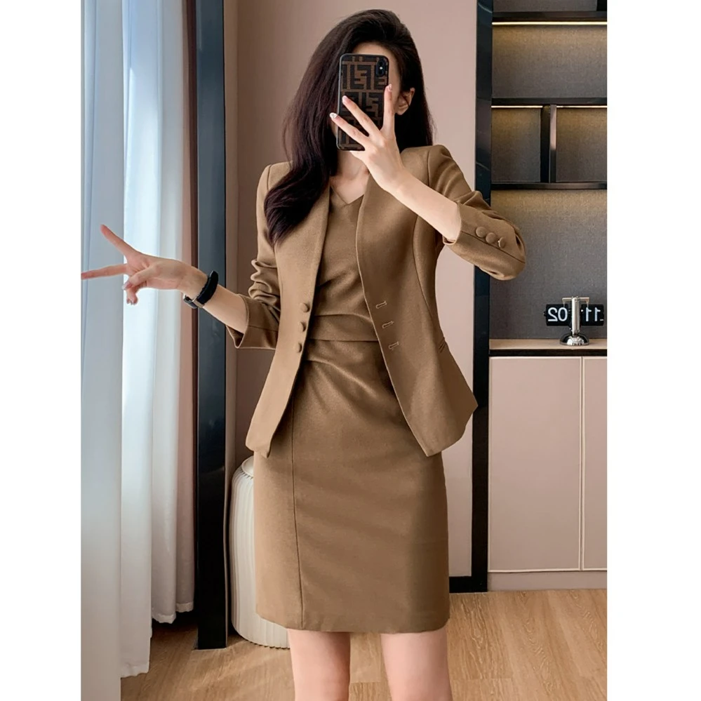 高级感西装外套女秋季小个子气质女神范职业高端西服套装裙两件套