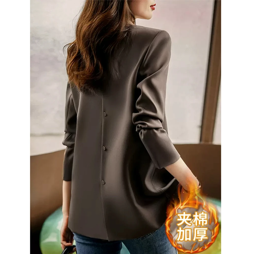 西装外套女2025新款秋冬加厚夹棉休闲设计感小众高级职业西服套装