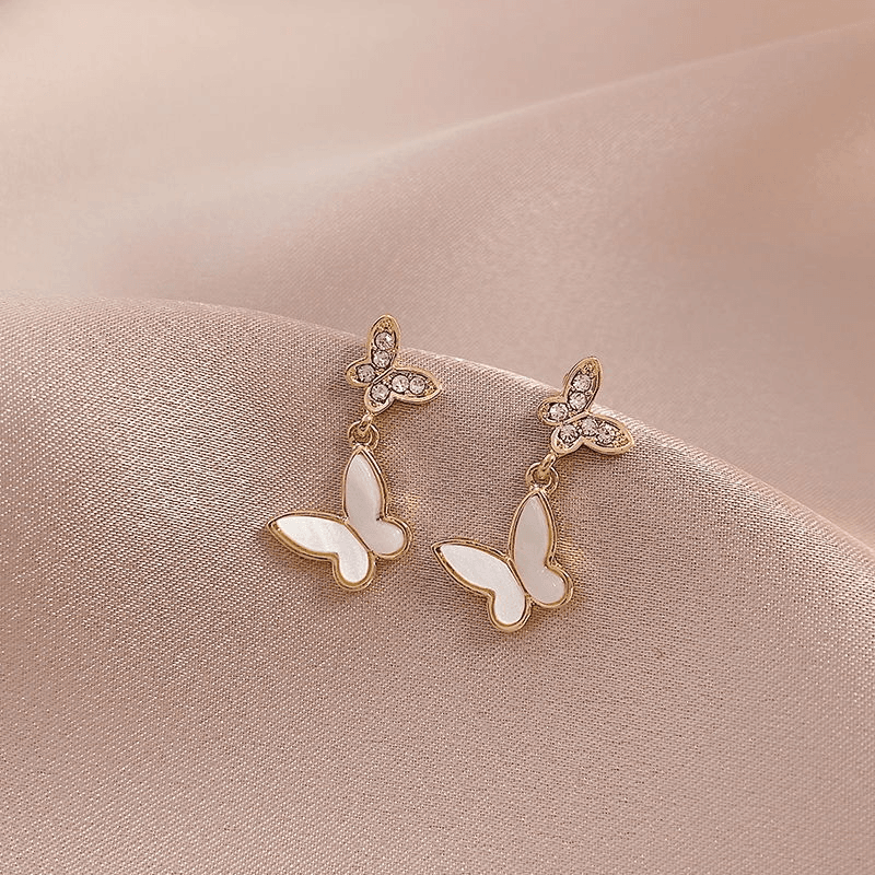 合金耳饰 c-277蝴蝶风轻冷淡时尚简约气质网红钉高级耳环感耳饰女