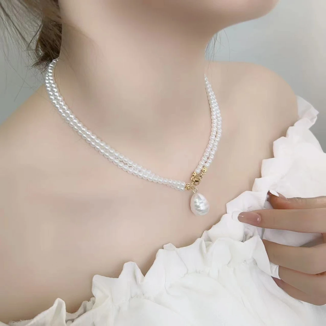 非金属仿珍珠吊坠 c-2013气质项链轻奢时尚百搭复古一款两戴颈链