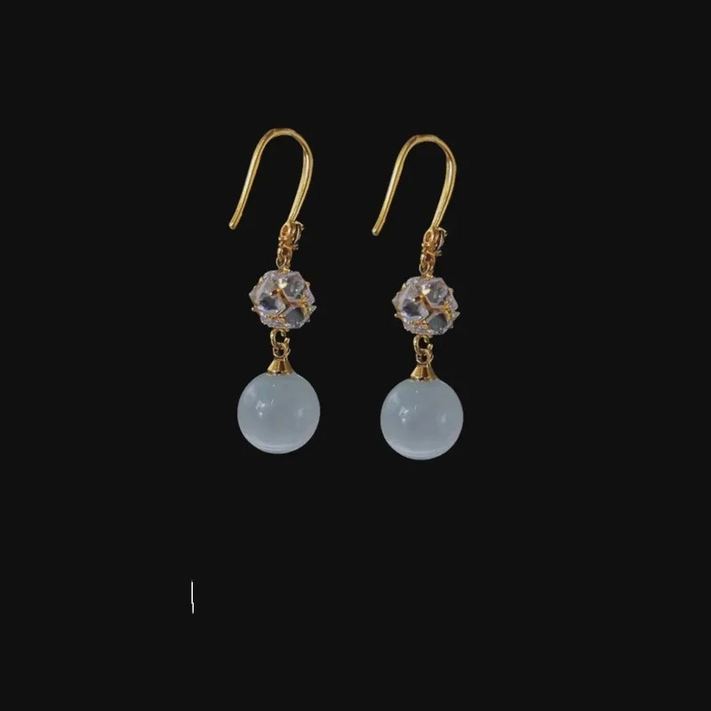 铜合金耳饰 c-1894长款球球耳环新款潮洋气耳饰高级感气质耳饰