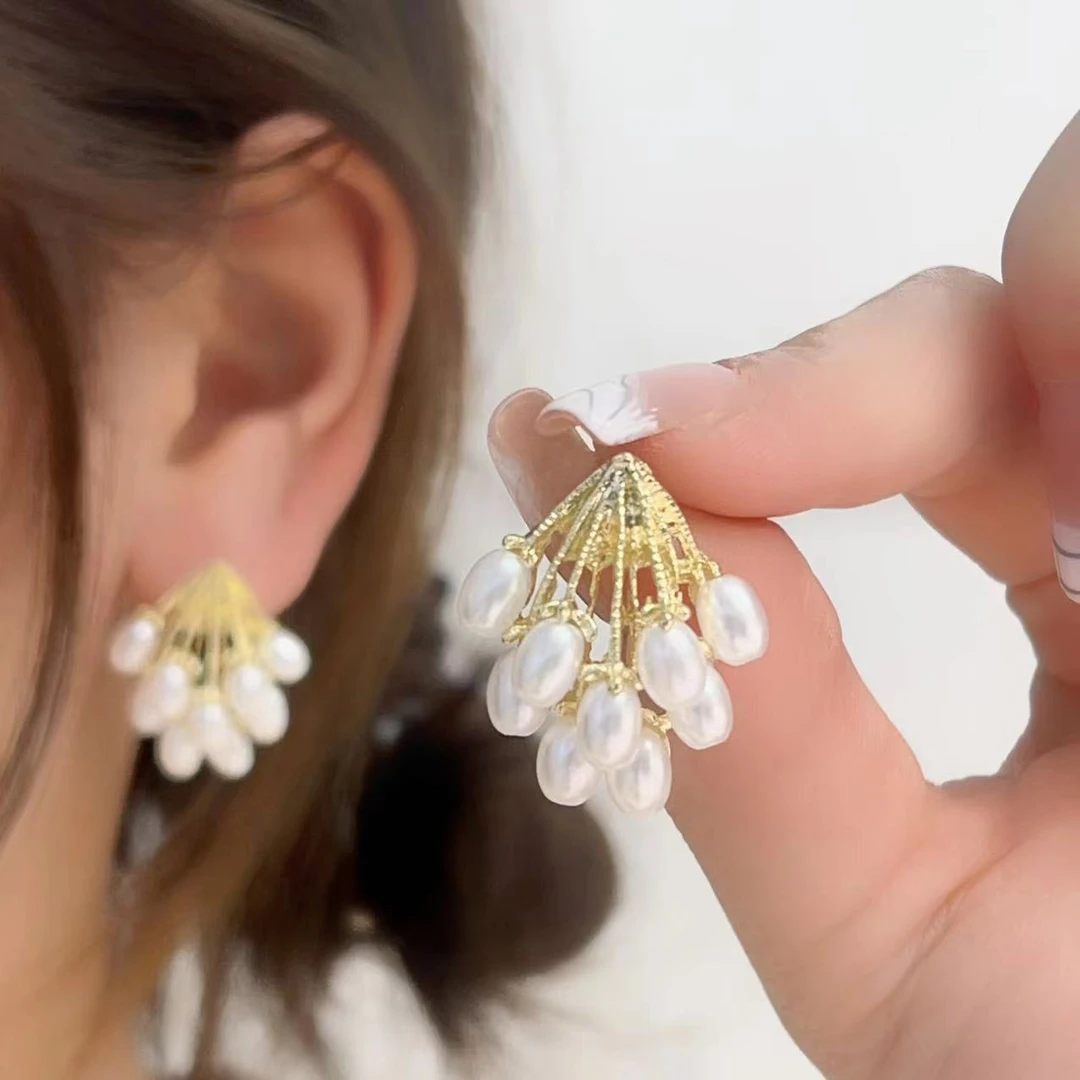 合金耳饰 c-601花朵耳钉韩国气质网红耳坠高级感法式耳饰女