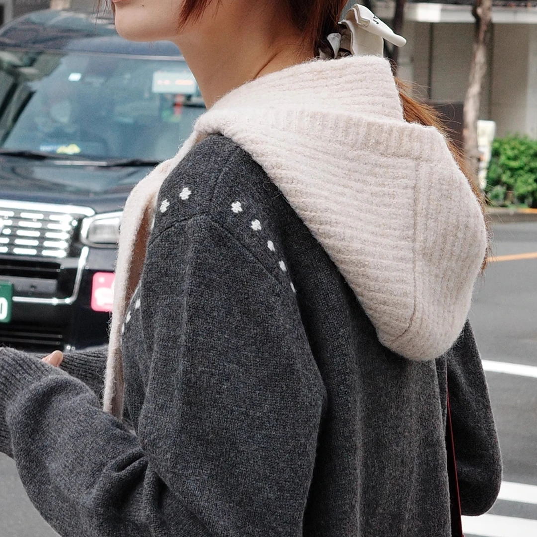 「白描工作间」巴拉克拉法羊毛针织宽松系带羊毛帽子