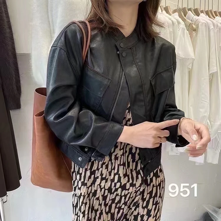 951立领占领韩版皮衣女外套短款显瘦休闲百搭复古港风机车服