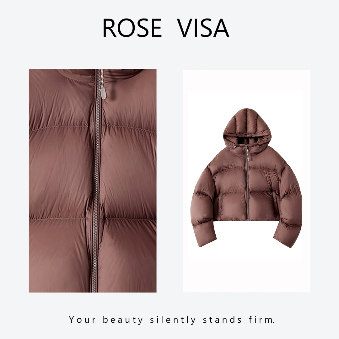 RV（二店）95白鹅绒羽绒服短款时尚休闲女士连帽经典保暖冬季女款