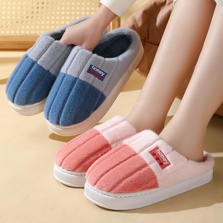 居家棉拖鞋女冬天保暖防滑家居毛毛拖鞋冬季24款室内情侣防寒厚底