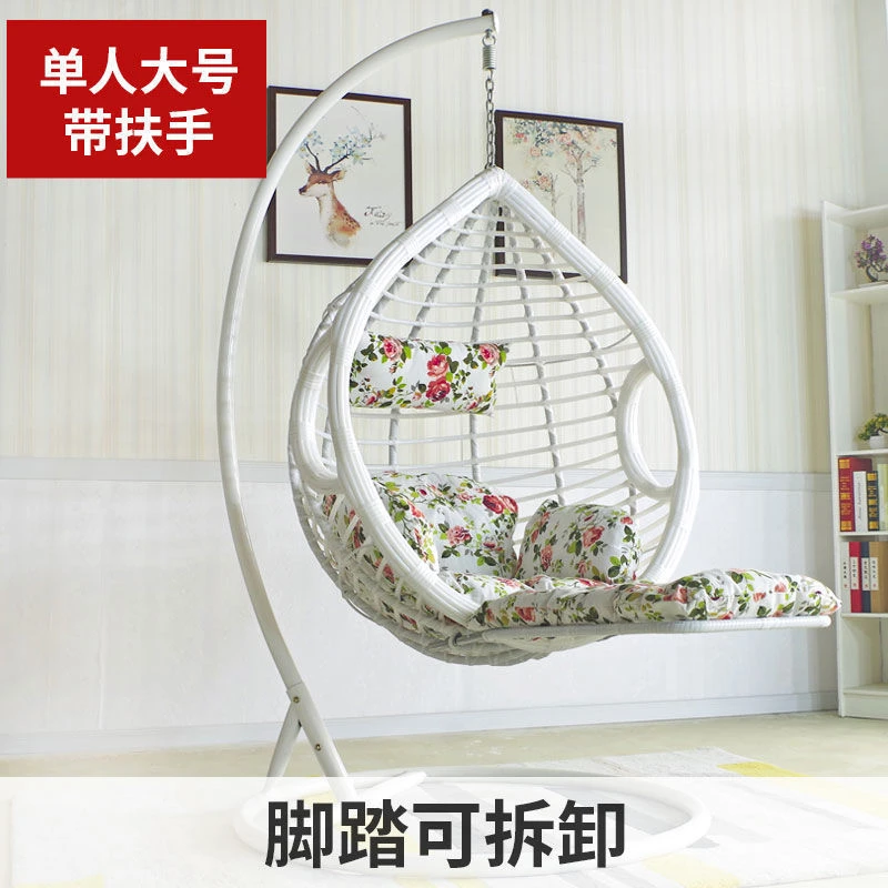 单人粗藤脚踏吊篮藤椅子室内家用休闲吊床懒人摇篮户外庭院摇椅