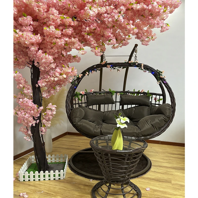 户外吊篮阳台网红鸟巢桌椅茶几懒人摇椅户外摇篮双人双杆太空椅