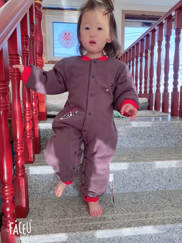 婴格朗迪厚棉连体一套过冬外出服婴儿爬服A类品质爬服婴儿厚棉衣