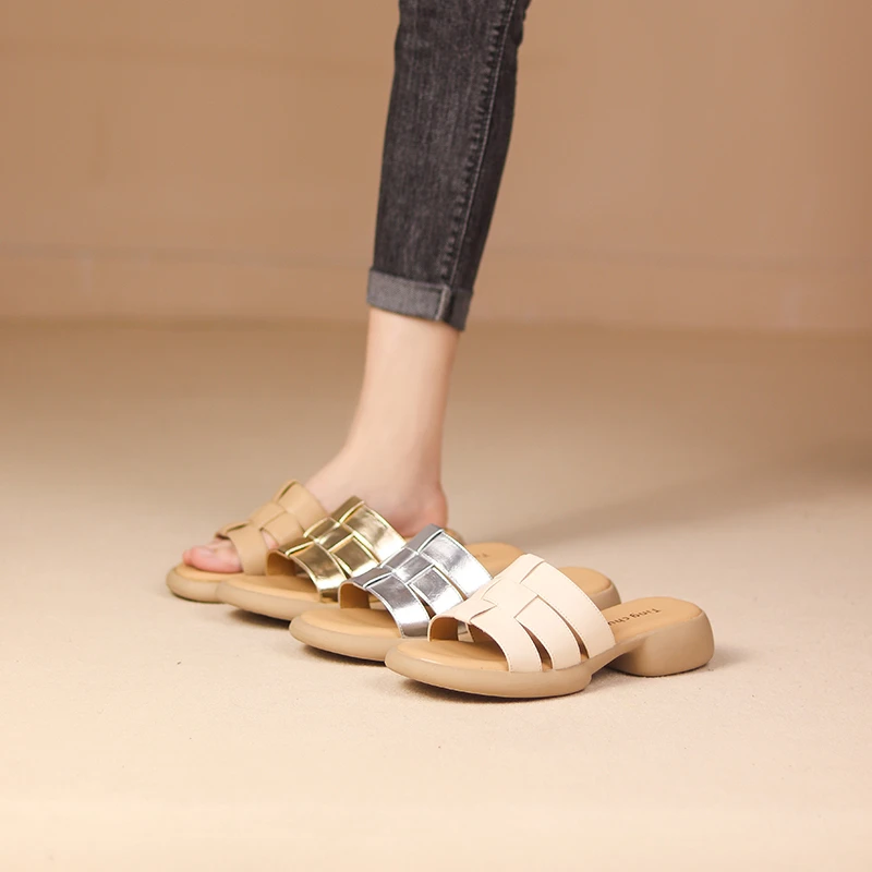 听纯9817夏季外穿拖鞋平底舒适软底防滑休闲一字拖女时尚百搭女鞋