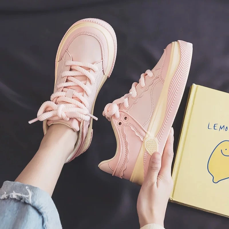 人本 女生低帮鞋糖果女鞋百搭休闲板鞋韩版潮鞋系带平底学生小众