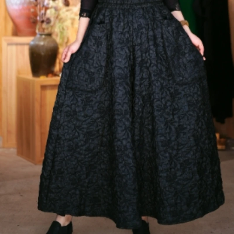 穗缎 黑色个性百搭阔腿裤休闲裤2075