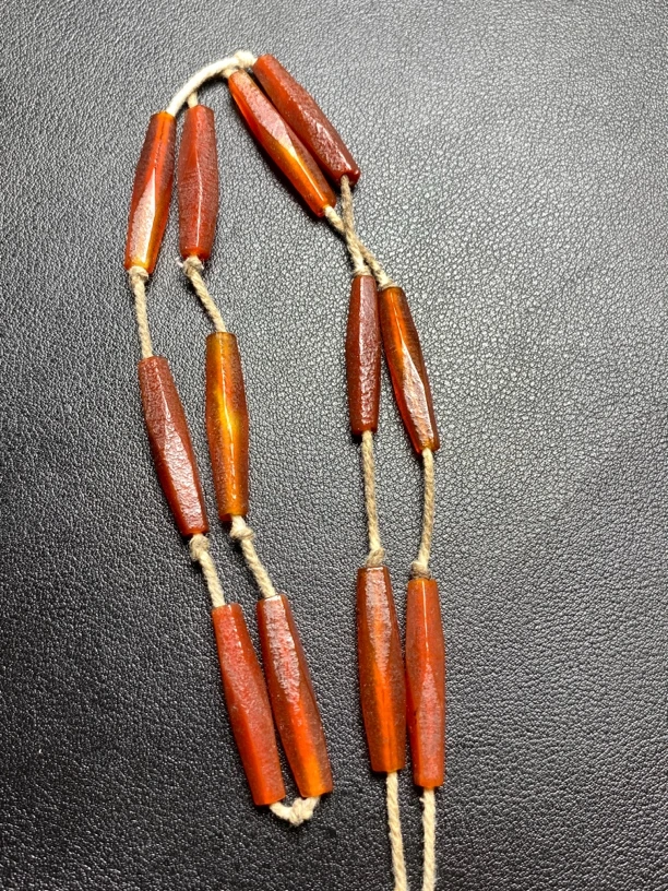 清仓天然老玛瑙八楞珠项链老货旧货手工雕刻时尚复古个性女士项链