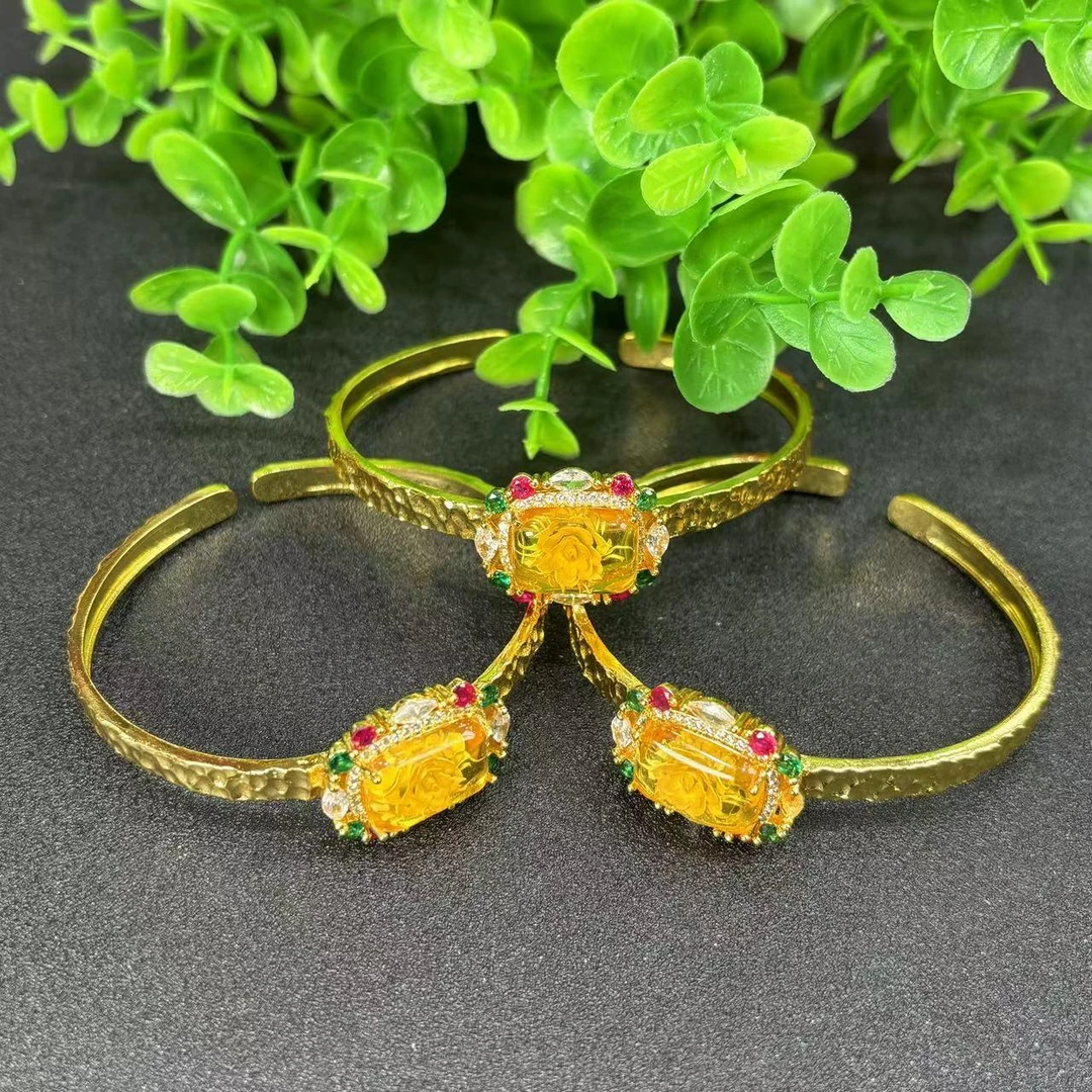 MT2481【福嘟嘟珠宝】金珀花珀黄手镯-送礼佳品-多样性发货只发一件