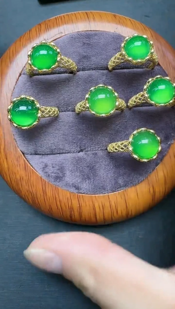 ST1837【福嘟嘟珠宝】冰翠芙蓉玉玛瑙绿戒指-活口-多样性只发一件