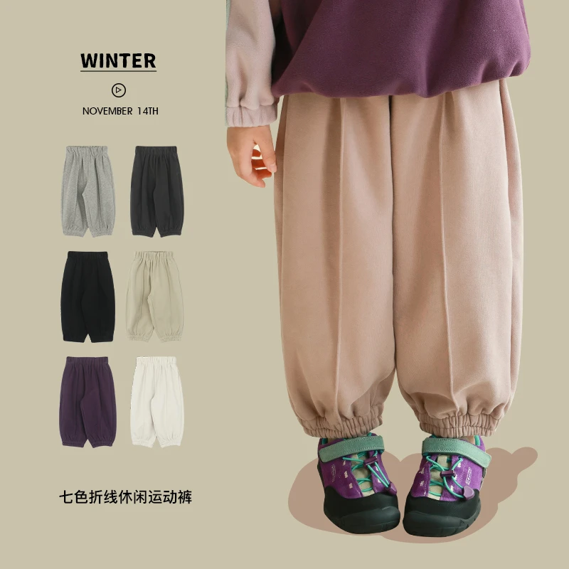 utouto大耳象女童折线休闲运动裤2024冬季新款儿童宽松裤2410737