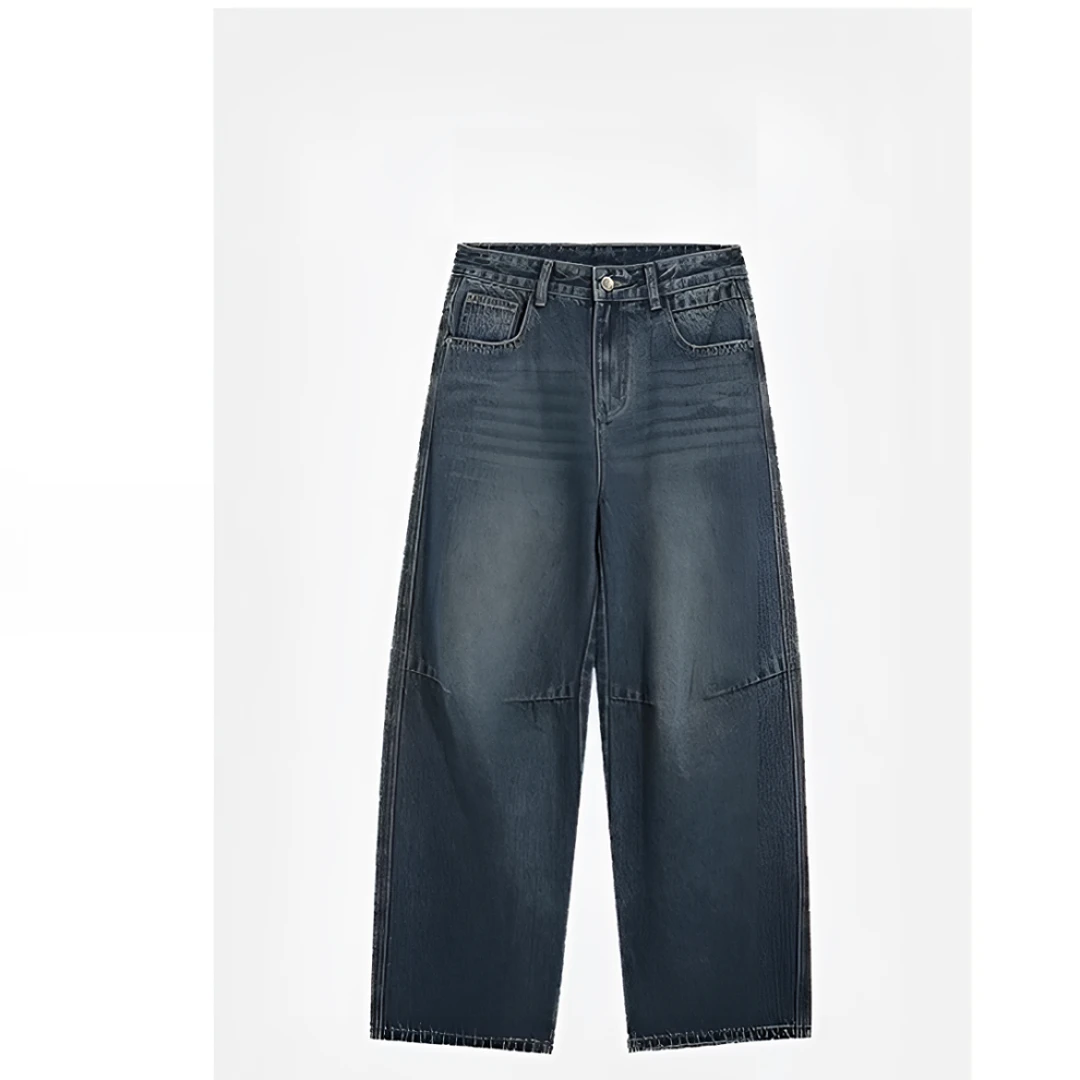 复古洋气水洗高级感直筒宽松时尚萝卜牛仔裤-50200