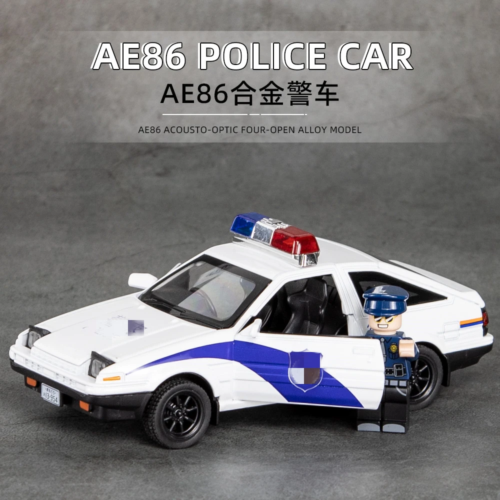合金车玩具AE86警车玩具车合金车声光回力玩具 男孩玩具警车玩具