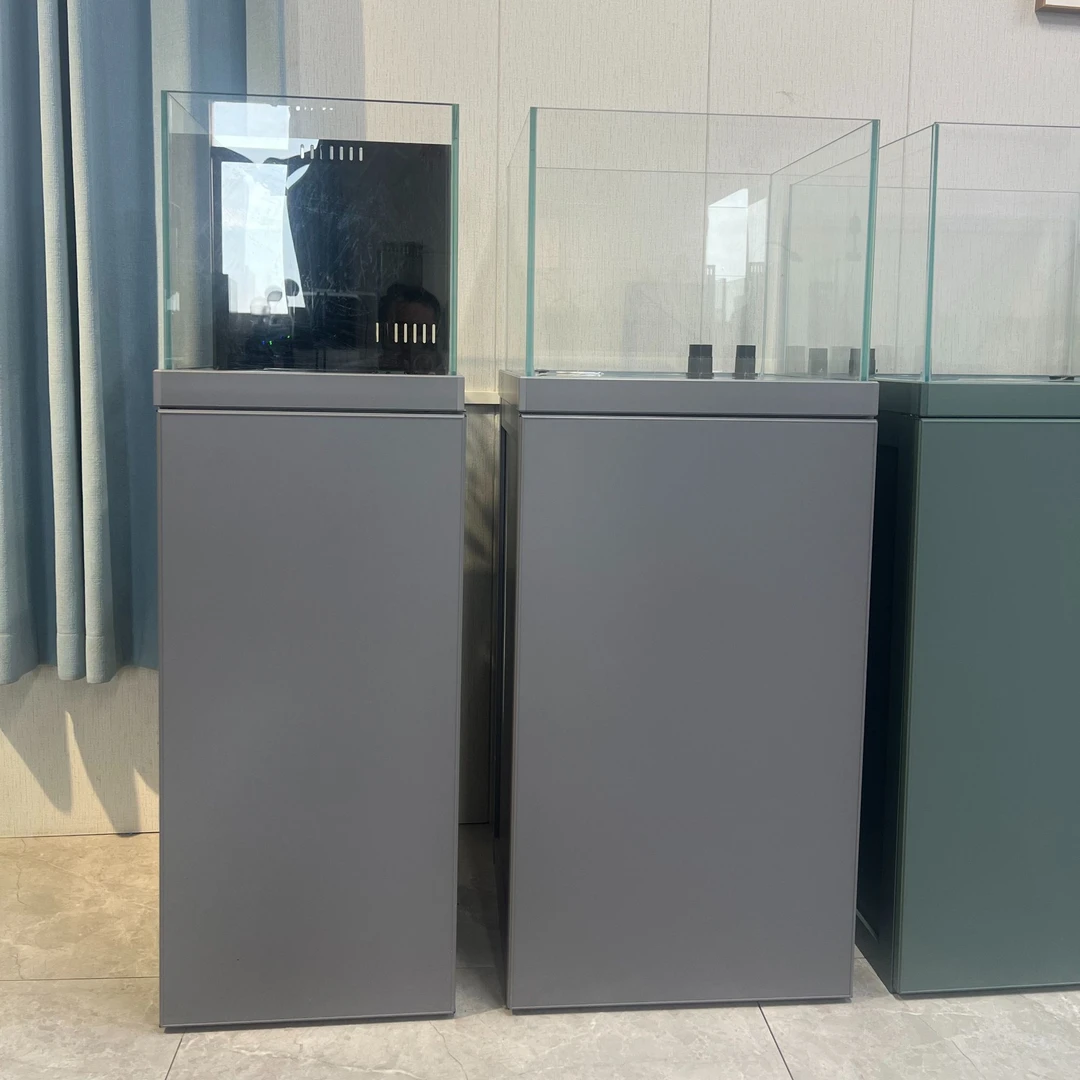 溪流缸原生安装白色方形鱼缸南美缸底滤客厅超白玻璃侧溢流水族箱