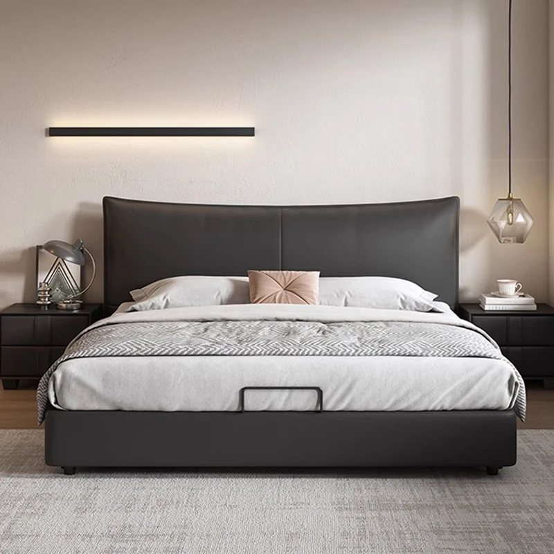 【香奶奶】储物床高端真皮头层牛皮简约北欧意式高箱体大床双人床