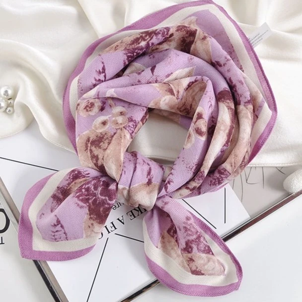 田园枇杷叶70方巾好搭简约经典领巾百搭时尚丝巾大方新款