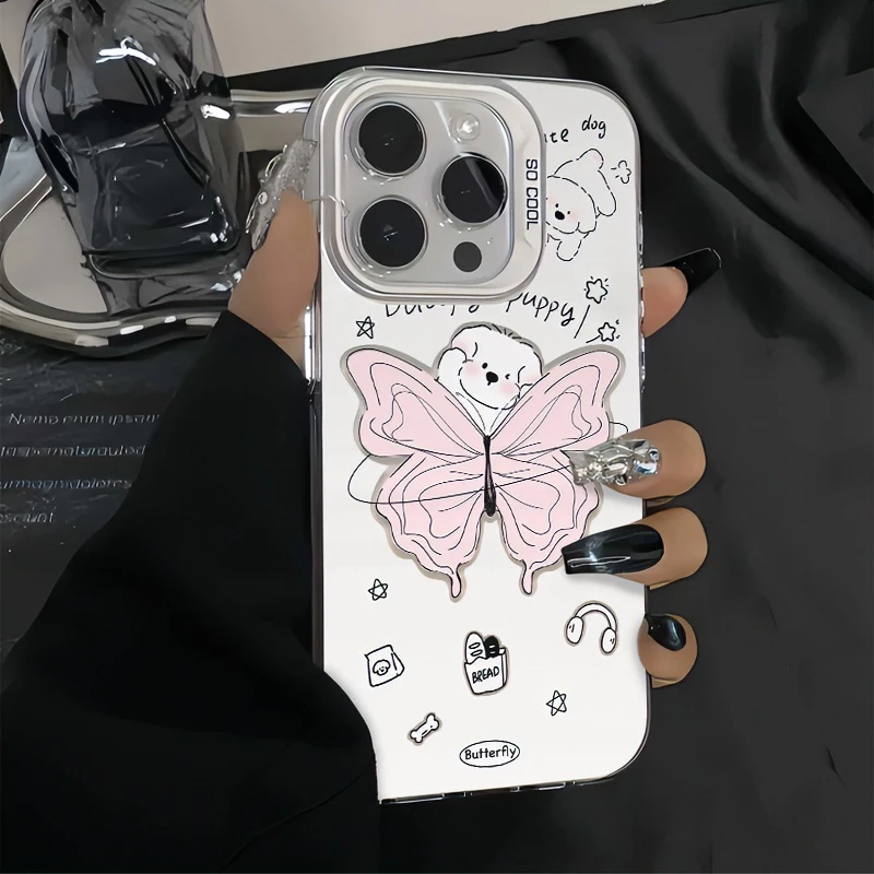 粉蝴蝶星星小狗iphone15/13苹果手机壳14pro华为vivo小米oppo女套