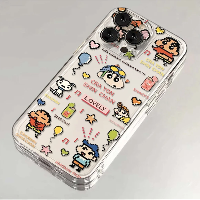 ins卡通像素小新苹果14promax透明手机壳iphone13pro/12/11软15套