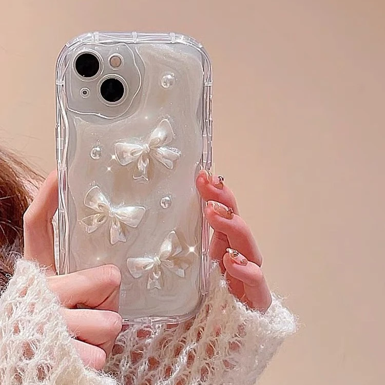 ins立体滴胶蝴蝶结适用iPhone15/14promax手机壳苹果13/12/11高级
