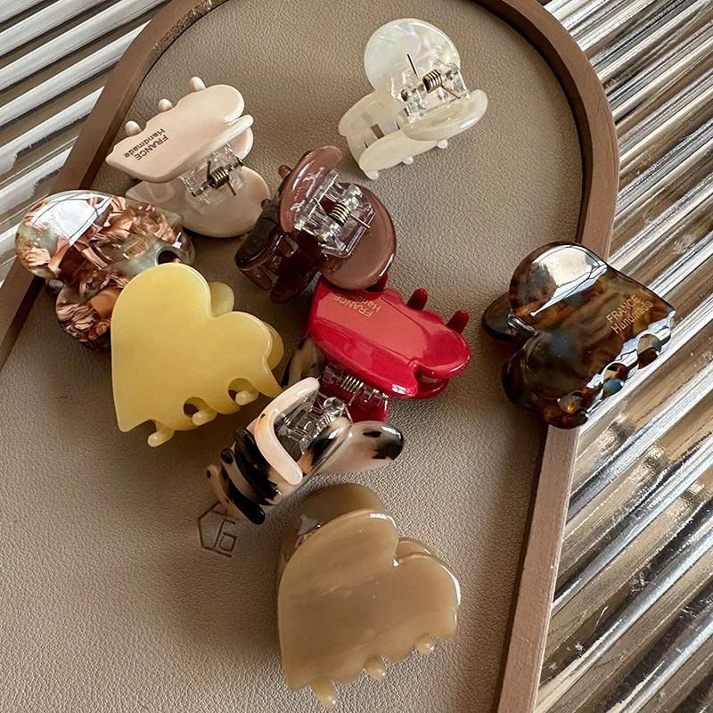 法式醋酸发卡2024新款爱心小抓夹后脑勺抓夹前额侧边碎发发夹头