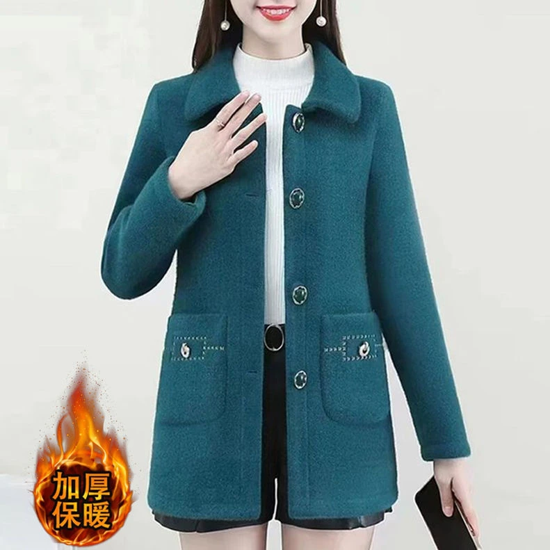 秋冬季新款妈妈装外套妈妈加厚上衣高档中年女洋气水貂绒保暖加绒