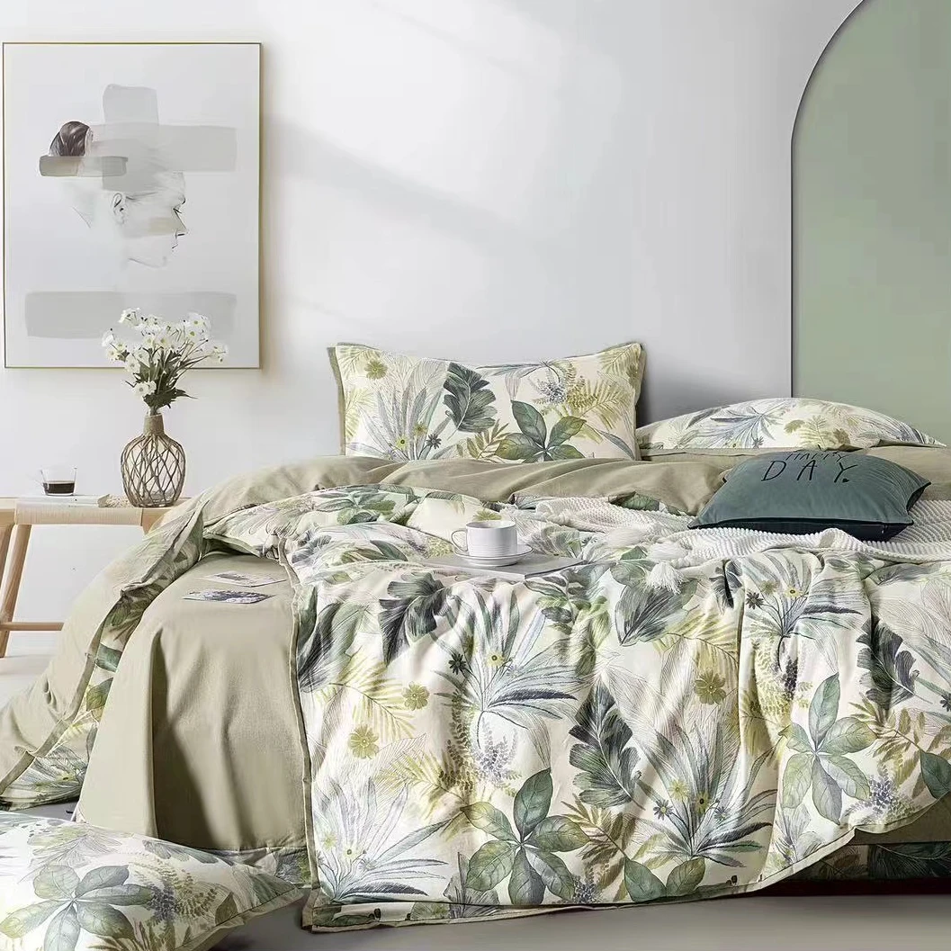 B4991 全棉床单生态精纺棉保暖加厚双人床单 月光森林245*250设计