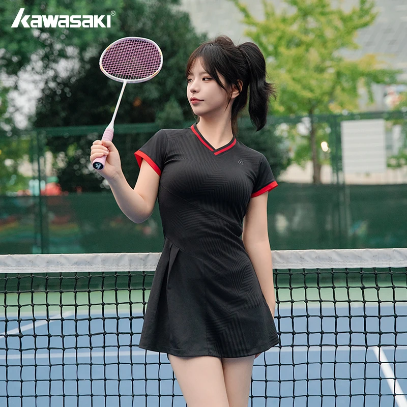 【玫瑰限定系列】川崎新款运动休闲时尚针织专业羽毛球服显瘦连衣裙
