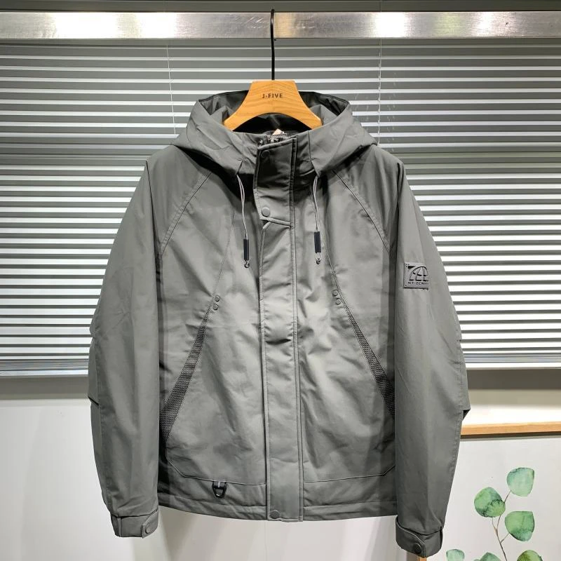 棉服男士2024年冬季新款潮流拼接工装棉袄夹克休闲连帽棉衣外套男