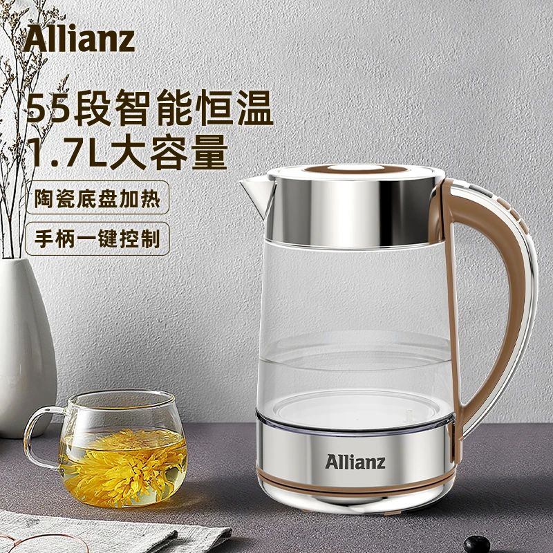 安联全自动开水壶大容量烧水壶家用玻璃电恒温水壶多功能便携