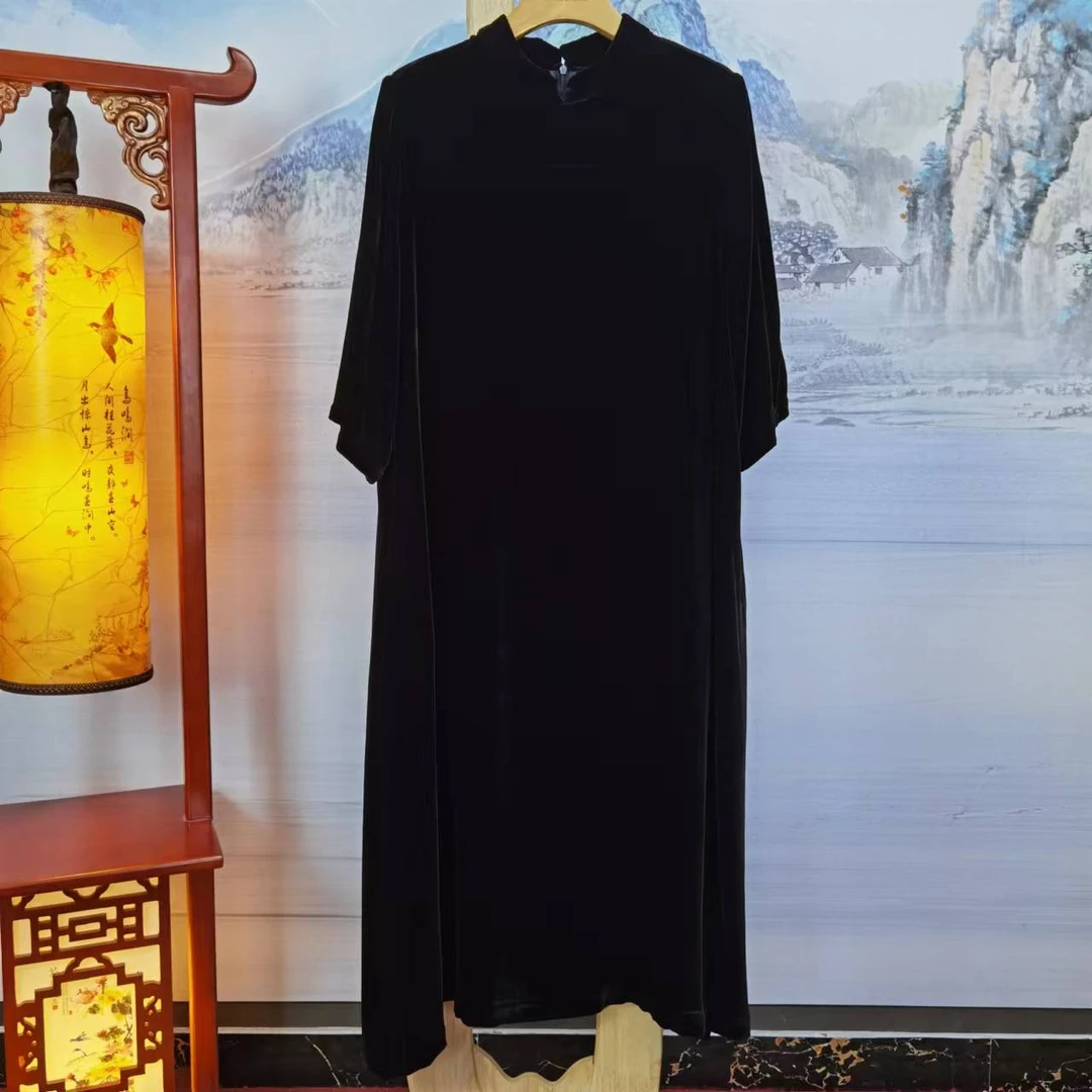 富美国风桑蚕丝连衣裙F7716女装a字优雅