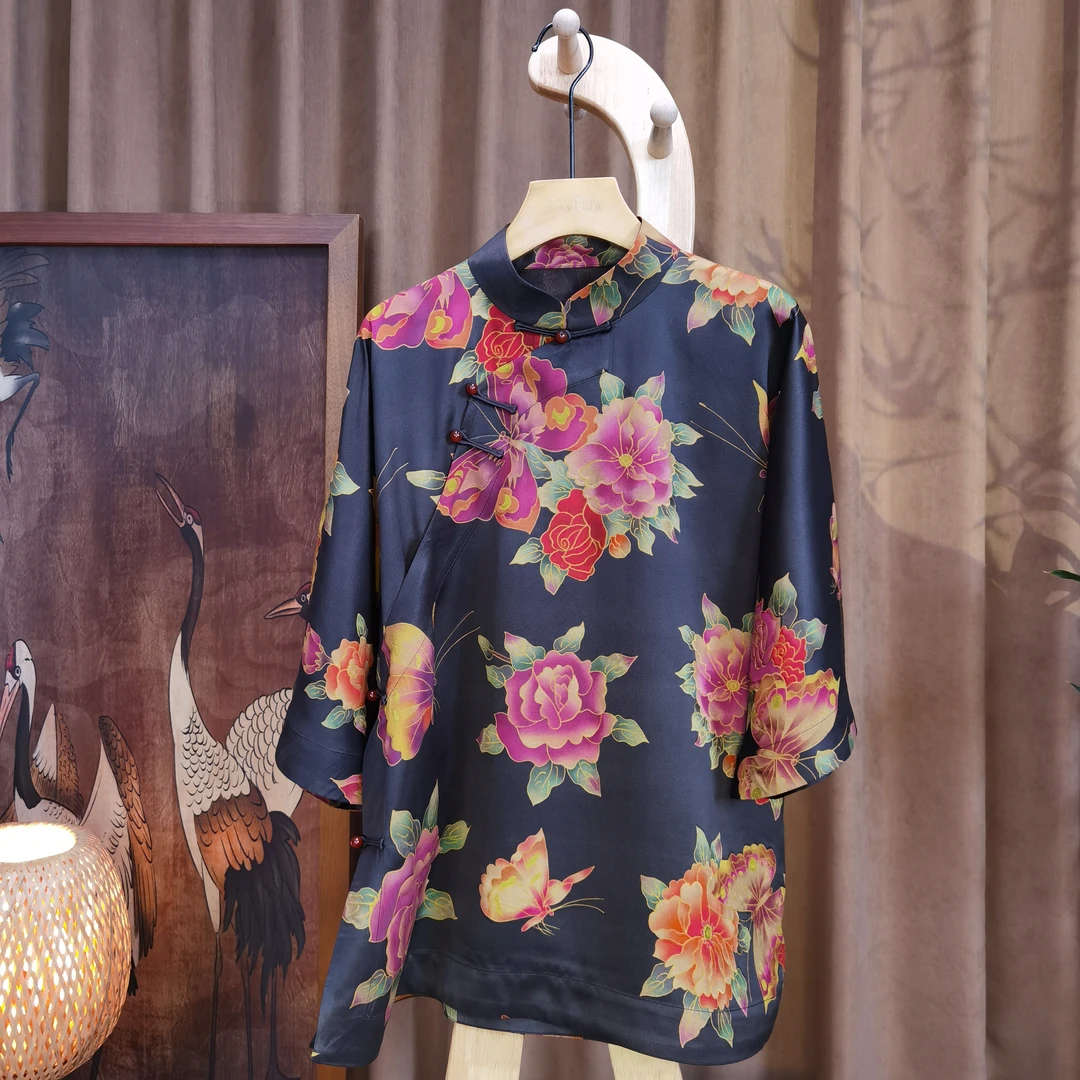 富美国风香云纱太太服F1016蝶恋花