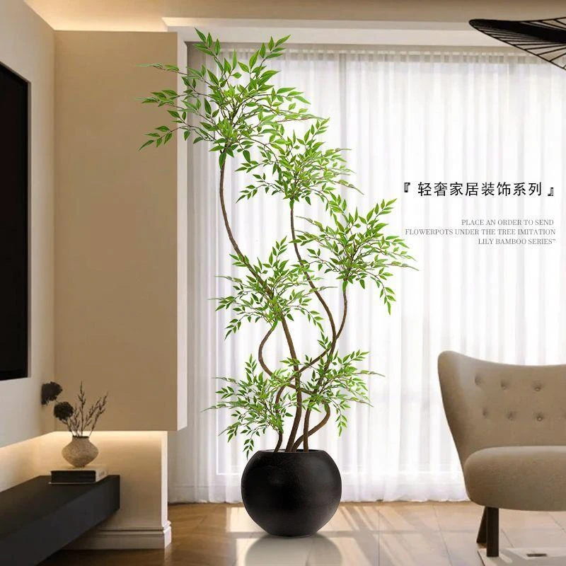 南天竹真绿植落地盆栽室内大型生植物摆件客厅轻奢装饰花假树