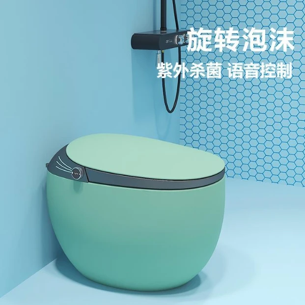 彩色智能马桶全自动一体式感应虹吸鸡蛋形型小户型零水压坐便器