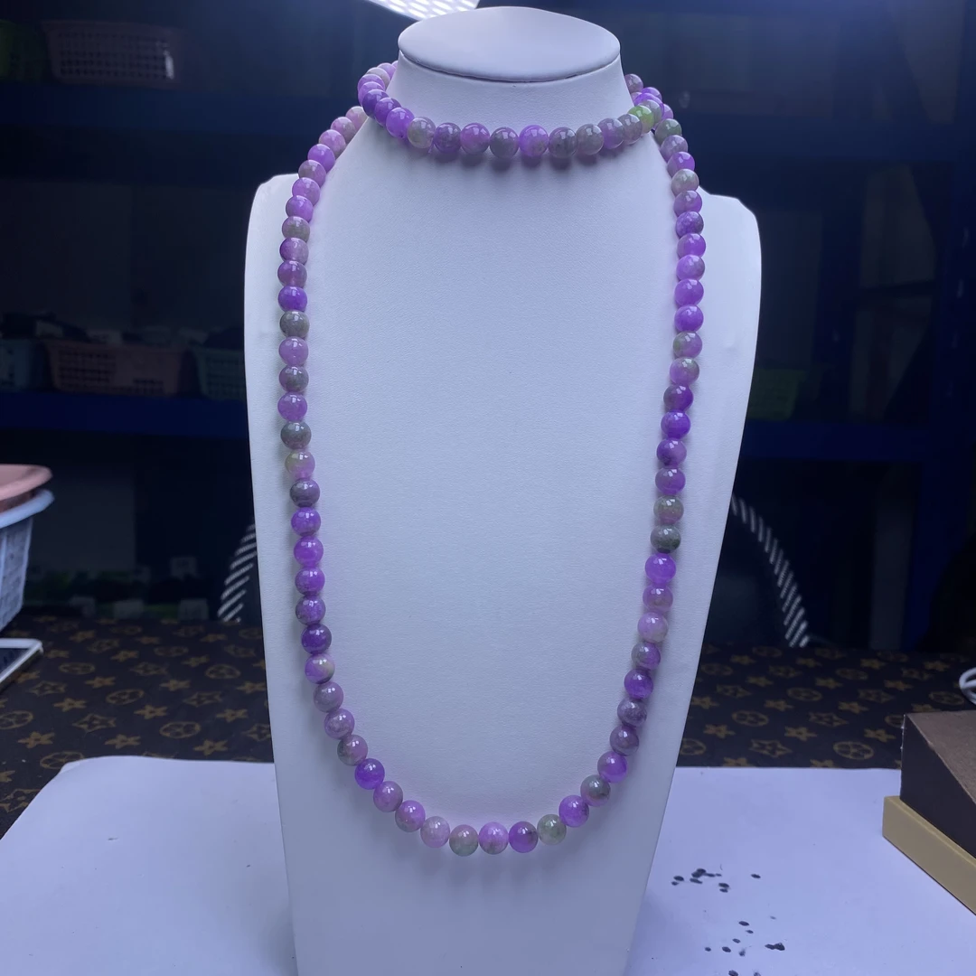 532   卡8*108薰衣草紫阳绿项链