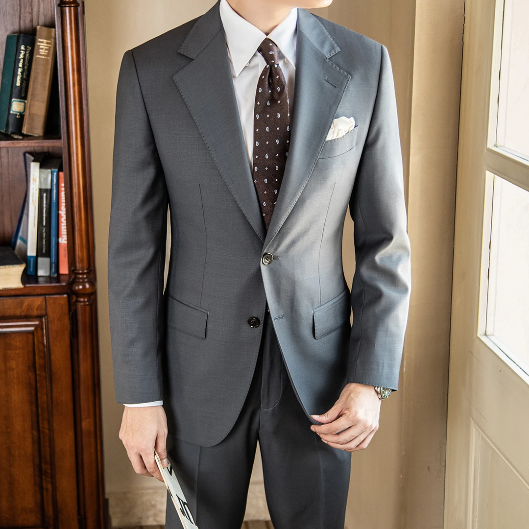 [单西]谷巢高定星空灰男士修身商务休闲西服四季款新郎纯色单西