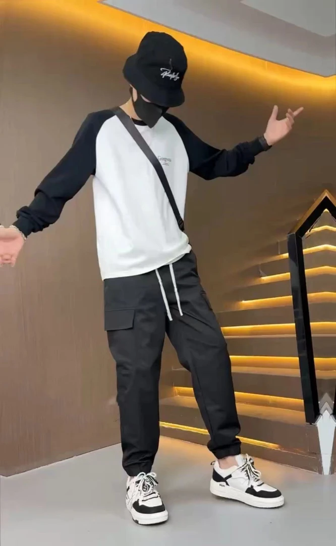 时尚百搭水洗棉工装立体剪裁男士休闲长裤8507