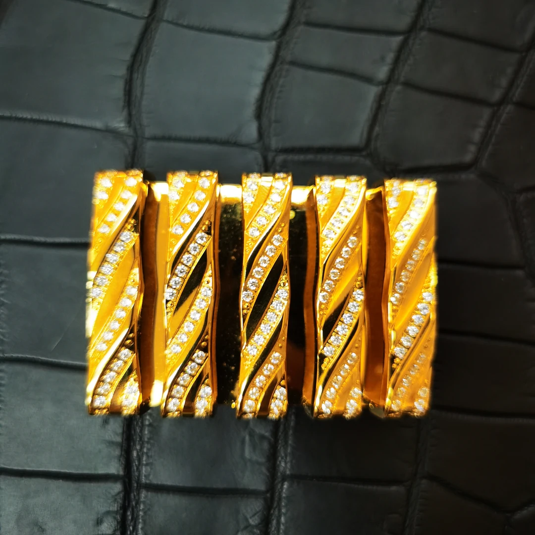 淑抱盛水波纹包金算盘扣不锈钢扣鳄鱼皮腰带真带男士高档时尚扣头