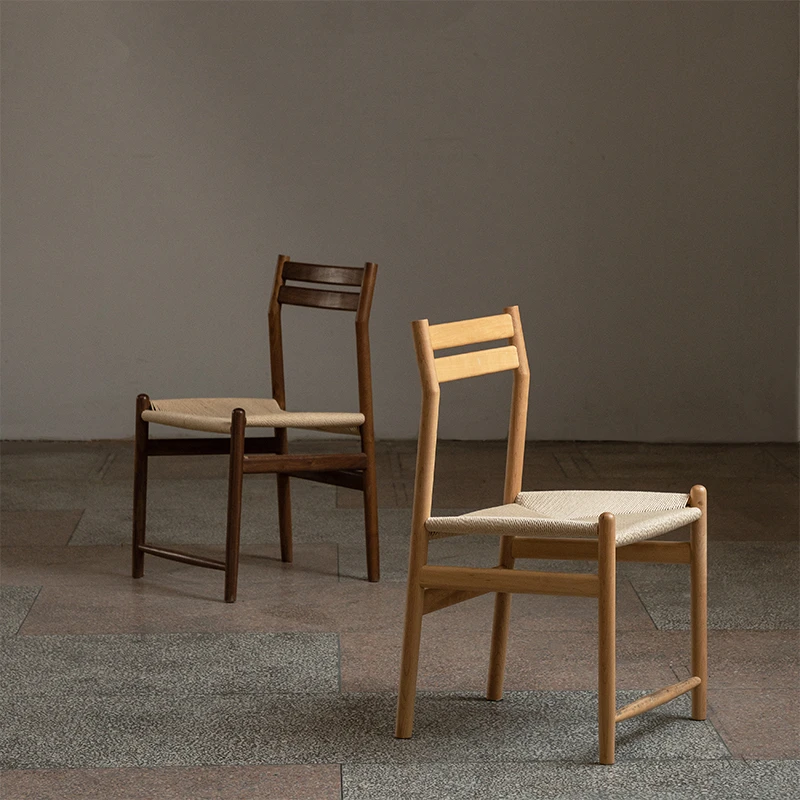 夏克式编织H椅樱桃木黑胡桃木实木餐椅工作椅家用简约实木椅餐厅