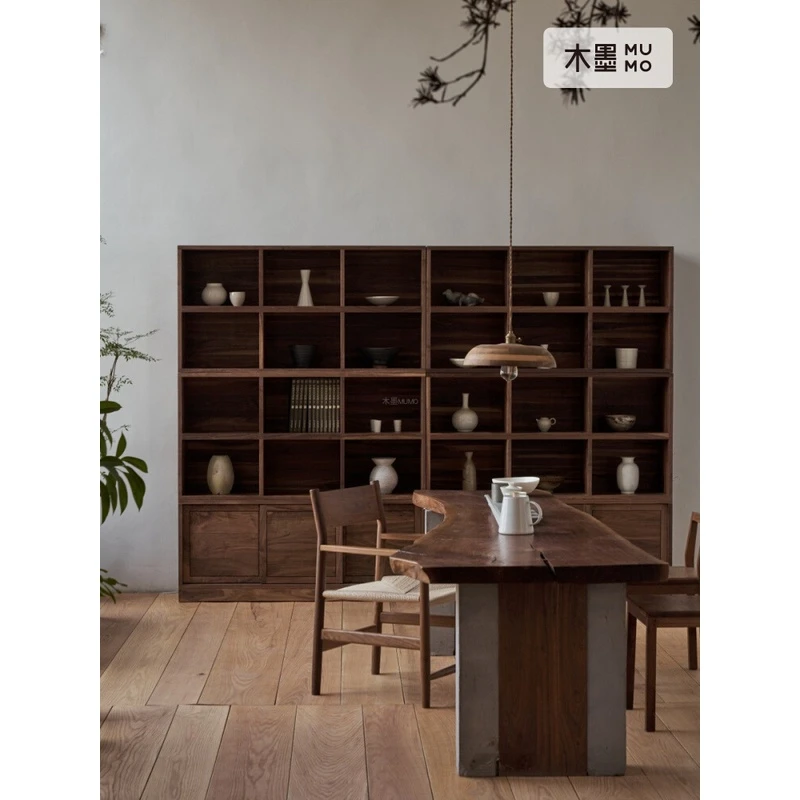MUMO/木墨方格展示柜 书房樱桃黑胡桃实木置物架产品陈列柜子