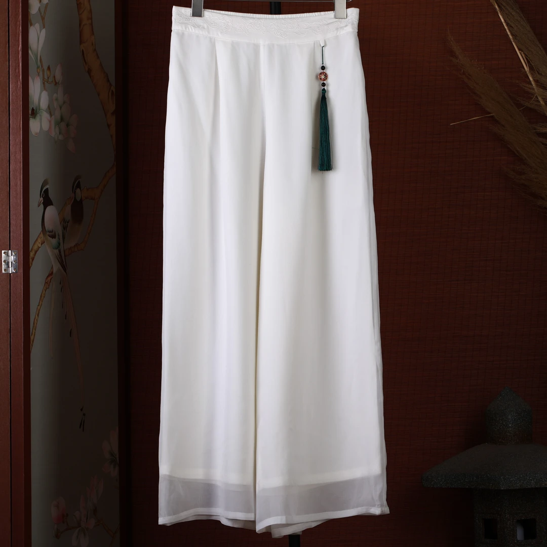 李 新中式风 休闲裤 22007 黑色白色裤长90